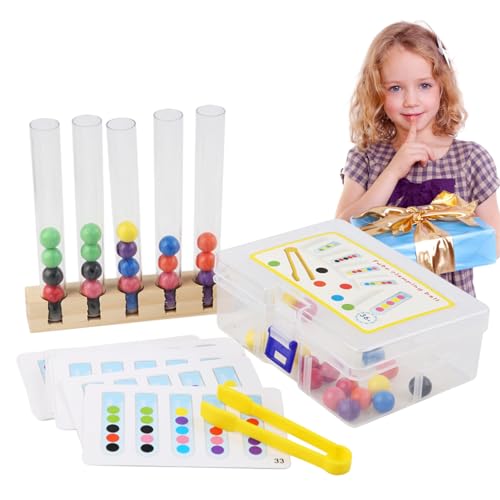 Idezek Giocattolo di Perline Arcobaleno in Legno,Provetta in Legno con Clip per Abbinare i Colori per Bambini | Giocattolo didattico dalla Struttura Solida per Esterni, casa, Scuola e Viaggi