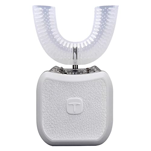 MHLL Cepillo de Dientes en Forma de U USB Dientes de Carga blanqueando 360 Grados Automático Sonic Cepillo de Dientes eléctrico Limpieza de Dientes 211228 (Color : White) Cover