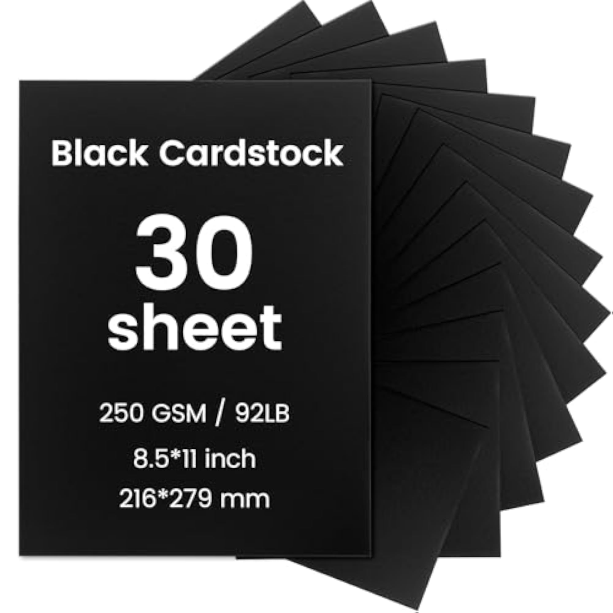 30 Sheets Black Cardstock Paper, 8.5 x 11 Inches