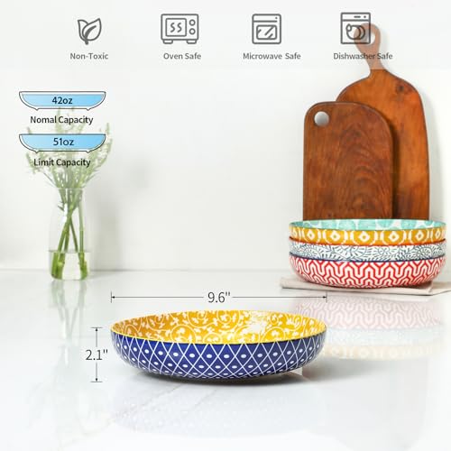 Selamica 9.6" Pasta Bowls Set of 4, 51 OZ Large Salad Bowl, Assorted Colors by Selamica - Used condition - Image 3