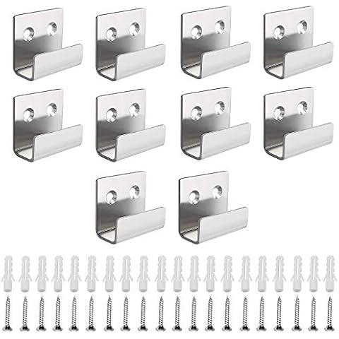 10 Pieces Stainless Steel Ceramic Tile Display Bracket Picture Rail Hooks Picture Frame Hanging Clips Heavy Duty Hook Wall Hooks Stainless Steel Brushed Metal Appliance Holder Silver Cover