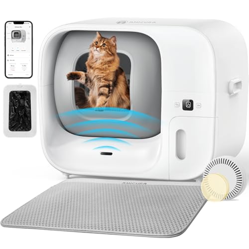 Amicura Cura 3 Selbstreinigende Katzentoilette, Automatisch Verpackt und Füllt Müllsäcke, TÜV-zertifizierte Sicherheit &7 Sensoren,...