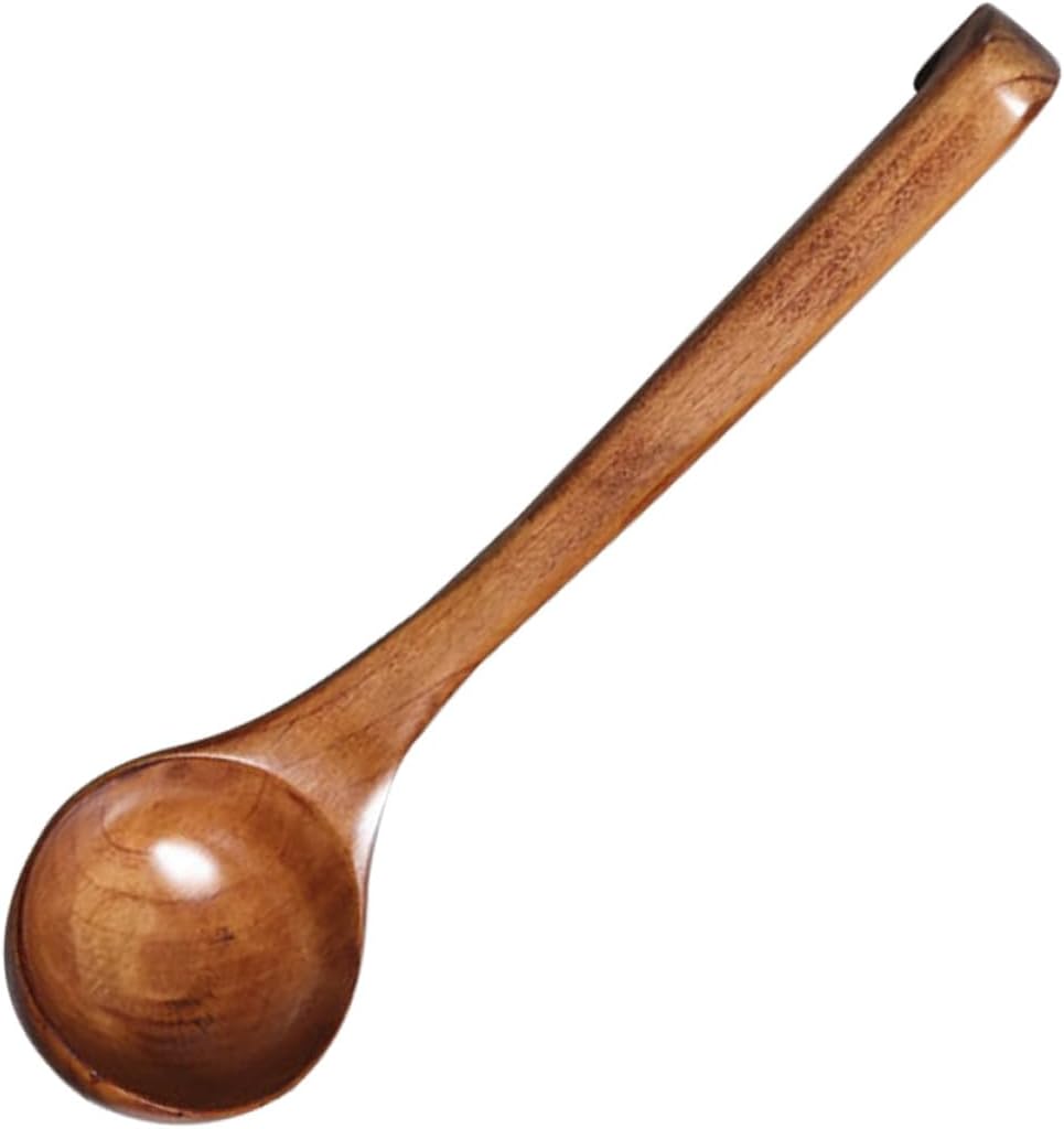 Wooden Soup Ladle Large Serving Spoon with Long Handle, Japanese Style Dark Wood Cooking Spoon for Soup, Hot Pot, Rice and Porridge, Kitchen Utensil for Home Use