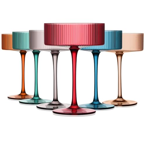 Chouggo Art Deco Colored Vintage Coupe Glasses