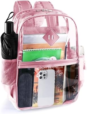 Heavy-Duty Clear Backpack with Reinforced Straps & Large Capacity
