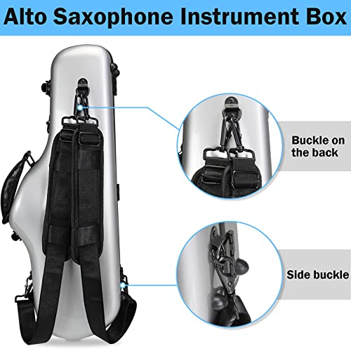 Fiberglass Case Fits For Alto Saxophone Lnstrument Box With Removable Shoulder Straps Tenor Saxophone Bags (Silvery) #TOP2