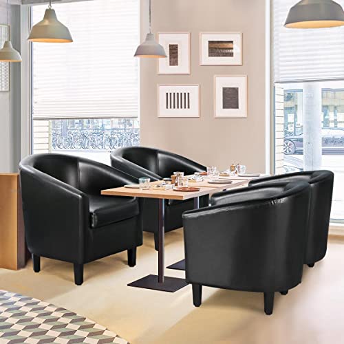 Yaheetech Accent Chair, Faux Leather Armchairs Comfy Barrel Chairs Modern Club Chair With Soft Seat For Living Room Bedroom Reading Room Waiting Room, Black, Set Of 2 #TOP1