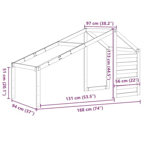 Vidaxl Tetto Per Letto Bambini Bianco 188X97X113Cm Legno Massello Pino, Tetto Per Letto, Tettoia Per Letto Bambini, Baldacchino Per Letto Bambini - 3