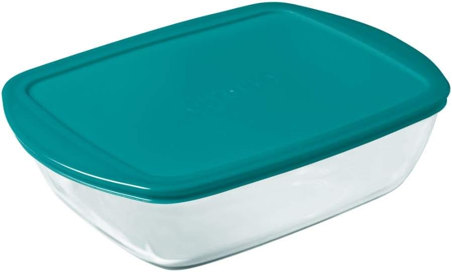 Cook & Store Glass rectangular Dish high resistance with lid 28x20x8 cm, Green