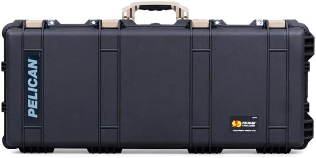 Black Pelican 1700 case with tan handles & latches. Comes with foam.