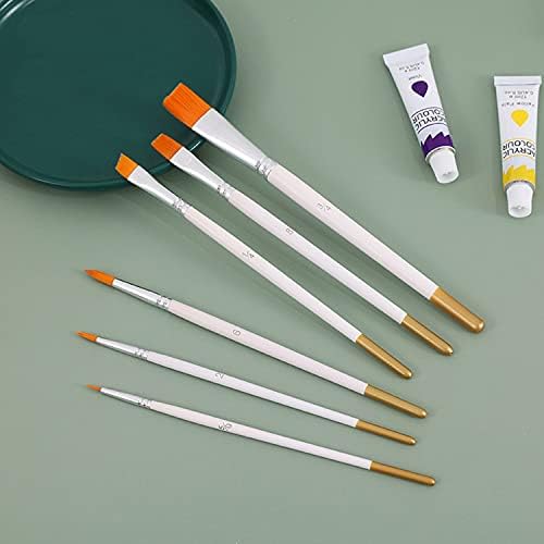 Nylon Paint Brushes 6PCS Paint Brush Set,Nylon Acrylic Paint Brushes,Gouache Paint Brushes for Art/Gouache Paint Brushes for Art Painting(White)