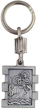 Miniatura 4 de Llavero de San Cristóbal Metal plateado Gran regalo católico para la primera comunión y confirmación Accesorio de llavero cristiano Santo patrón