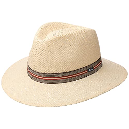 LIPODO Sombrero de Paja Namanto Traveller Mujer Hombre - Made in Italy Sol Verano Playa Primavera Verano - L (58-59 cm) Blanco Crema