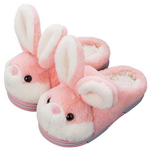 Bekväm damtoffel, vintervarm Furry Bunny Tofflor Dam Kaninskor Söt Mysigt fluffiga hem Djurtofflor (Size : Pink Slippers)