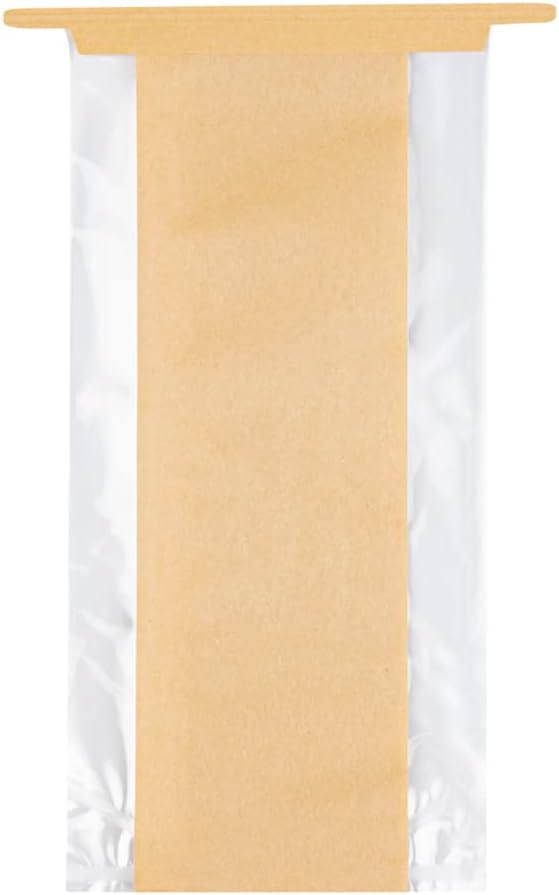 Restaurantware-Bag Tek 4.6 x 3.5 x 12.5 Inch Kraft Tin Tie Bags, 100 Resealable Bakery Bags - Flat Bottom, For Cookies or Coffee Beans, Paper Tin Tie Bag