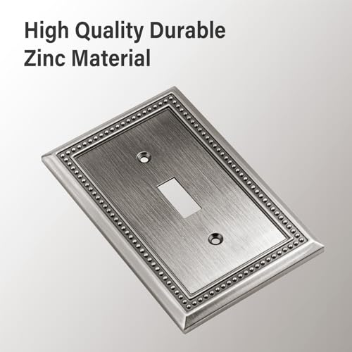 Image of Henne Bery Sunken Pearls Heavy Duty Decorative Wall Plate Switch Plate Outlet Cover (Single Toggle, 2 Pack, Heirloom Silver)