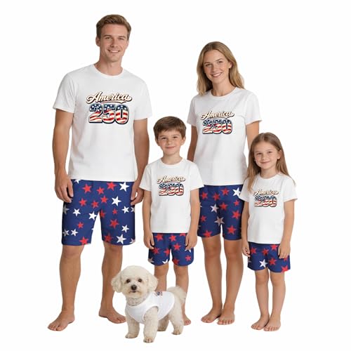 WOOD MEETS COLOR 250th Anniversary American Flag Matching Family Shirts, 4th of July Shirt and Short Pants Shirt Set