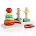 Abree Rainbow Three Column Tower Clasificador de Forma de Madera Juguete Bloques de construcción a Juego Clasificación Juguete de apilamiento para bebés niños(Rainbow Shape)