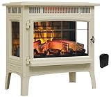 Duraflame Electric Infrared Quartz Fireplace Stove with 3D Flame Effect, Cream & Crackler
