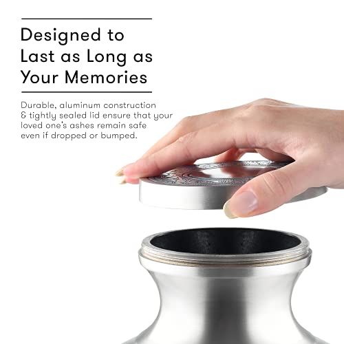 Fedmax Urns for Ashes Adult Male or Female - Funeral and Memorial Cremation Urns for Human Ashes up to 200 lbs with Velvet Bag, Silver