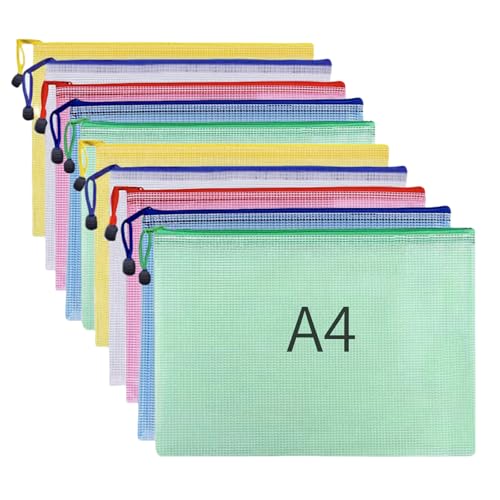 A4 Plastic Wallets 10Pcs A4 Zip Wallets File Folder Zip Lock Bags Document Wallet File Zipper Bags for Office Home School Supplies