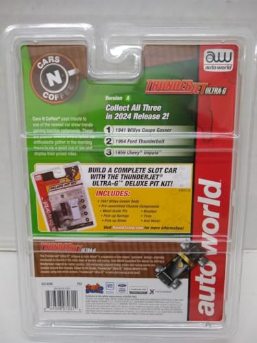 Auto World SC408-2A Cars N Coffee 1964 Thunderbolt HO Scale Electric Slot Car - Black w/Graphics