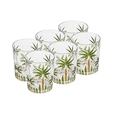 WOLFF - Conjunto 6 Copos Baixo 340ml em Cristal - Linha Palm Tree Handpaint - Ideal para Whisky, Coquetéis e Destilados