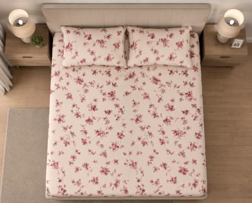 Image of Amazon Brand - Umi Soft Cotton King Bedsheet 90X100 Inches | 160 TC Lightweight Fabric | Beautiful Elegant Design | 2 Matching Pillow Covers