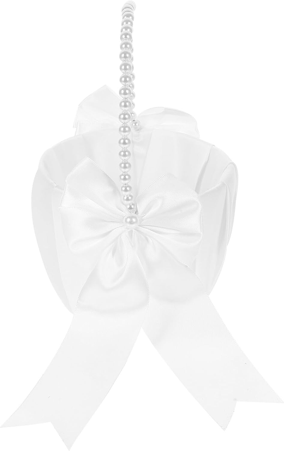 Flower Girl Basket for Wedding Handheld Wedding Party Basket with Pearl Bow Handle
