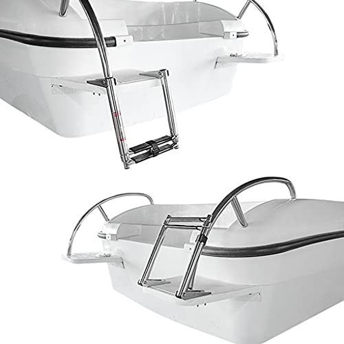 Boat Ladder 304 Stainless Steel Folding Telescopic Ladder 2-Step Marine Launch Ladder Swimming Step Yacht Accessories 2 Steps Folding Telescopic Boat Ladder Stainless Steel Drop-Down Boarding Ladder #TOP5