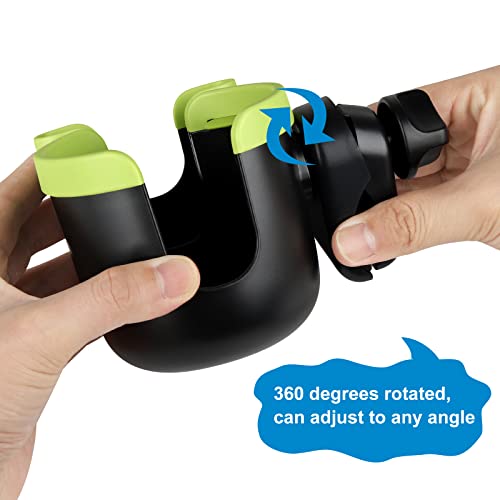 Image of Accmor Stroller Cup Holder with Phone Holder, Bike Cup Holder, Universal Cup Holder for Uppababy Nuna Doona Strollers, 2-in-1 Cup Holder for Walker, Wheelchair, Scooter