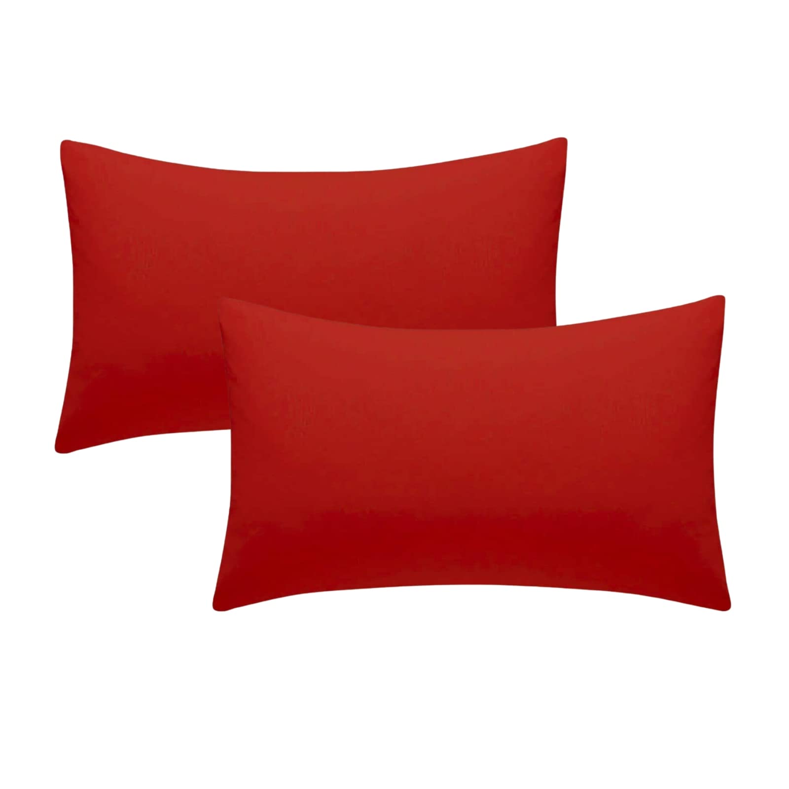 Plain Dye Baby Toddler Pillowcase 60x40cm,Soft Cot Bed Pillow Cases 2 Pack,100% Brushed Cotton Kids Pillow Cover for Boys Girls Bedding,Travel Junior Small Pillowcases, Red