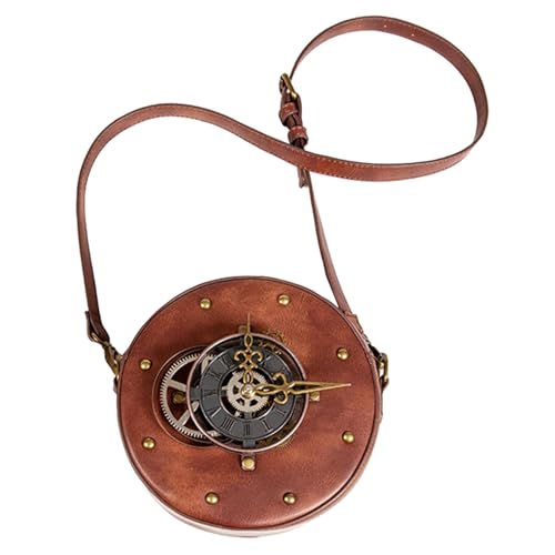 Paquet en cuir PU style punk vintage bandoulière femme paquet à main rond