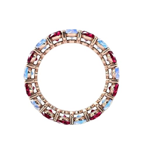 Unique Rainbow Moonstone & Red Ruby Eternity Wedding Band Art Deco Cluster Engagement Ring 925 Sterling Silver Bridal Eternity Band Vintage Stacking Ring Oval Shaped Gemstone3