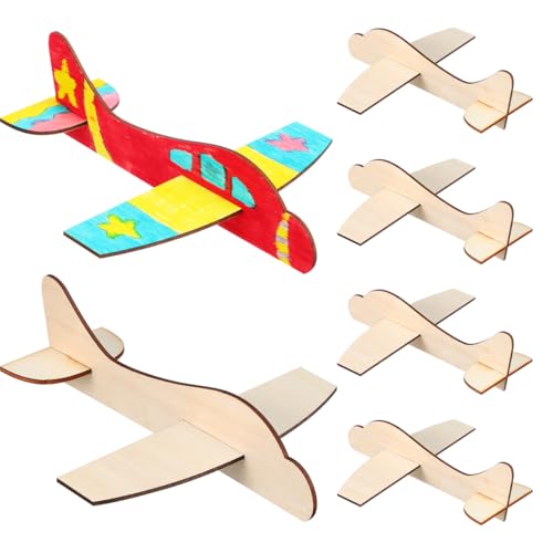 Toddmomy Natural Wood DIY Craft Kits - 20 Pcs Unfinished Balsa Airplane Models for Painting & Decoration, Kids Party Favors for Birthday & Carnival Events, School Handicraft Projec