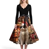 Occasions D'utilisation: Robe Femme Chic Et Elegant Soiree Est Idéale Pour Le Réveillon De Noël, Les Photos De Famille Ou Les Fêtes De Quartier , Robe De Noel Également Parfaite Pour Les Sorties Shopping De Noël Ou Les Dîners Aux Chandelles