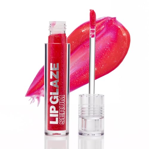 Image of Palladio Lip Glaze Serum, Hydrating Lip Gloss with Peptides & Hyaluronic Acid for Plump, Smooth, and Nourished Lips – Vegan, High-Shine, Non-Sticky Finish (Cherry Sangria)