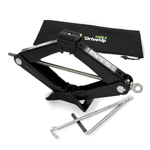 DRIVEUPTOOLS Gato de Tijera de 2 toneladas con Almohadilla de Goma. Altura elevación 105-380mm (Palanca)