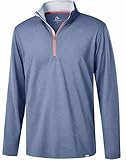 Obla Golf Quarter Zip Pullover Men Fleece Mock Neck Sweatshirt Winter Warm 1/4 Zip Long Sleeve Golf Shirt (Dusty Blue Melange_L)