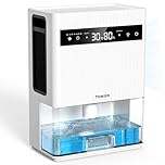 Tenker Dehumidifier, 3L (106 oz) Dehumidifiers for Home with Digital Temperature & Humidity Display, Sleep Mode, Timer, Auto-Off, Auto Defrost, 7-Color Lights for Bathroom Bedroom Wardrobe RV, White