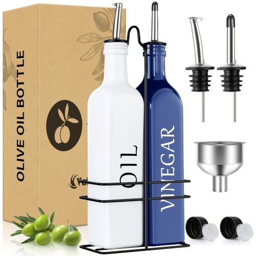 Vakoo Oil and Vinegar Dispenser Set - 17oz/500ml, White and Blue