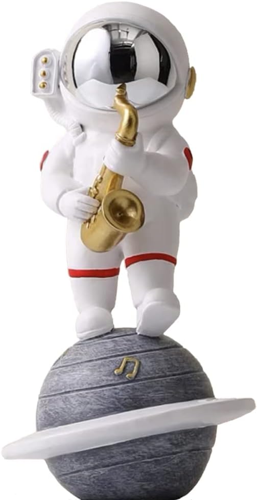 PaimuniFigurine Home Decor Resin Astronaut Statue Collectible Spaceman Sculpture Decorative Music Ornament for Desktop Bookshelf Office Living Room