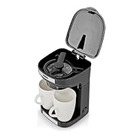 Butler Kaffeemaschine, Filterkaffeemaschine, Coffee Machine, Kaffemaschine ohne Thermoskanne - 2 Porzellantassen - 0,25 L - 450 W - energiesparend - automatische Abschaltung - Nylonfilter - schwarz – Ansicht 6