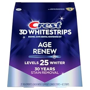 Crest 3D Whitestrips Age Renew – Teeth Whitening Kit, 21 Treatments, Each with 1 Upper/1Lower, 42 Strips – Crest 3DWhite Teeth Whitening Strips