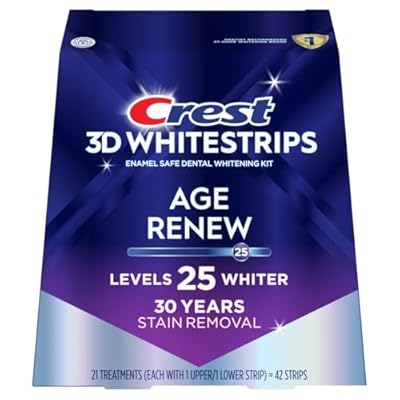 Crest 3D Whitestrips Age Renew Teeth Whitening Kit, 21 Treatments, Each with 1 Upper1Lower, 42 Strips Crest 3DWhite Teeth Whitening Strips