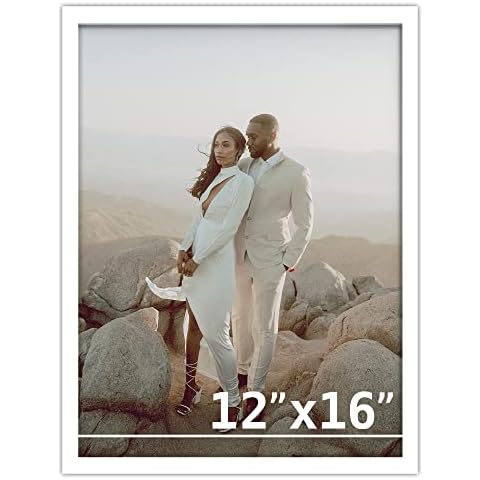 SIGNLEADER Custom Framed Wall Art Square Tile Gallery Print, Personalized Matte Vinyl Panel Photos With Frame, Wedding, Family, Baby, Pets, Nursery for Living Room, Bedroom, Office - 12"x16" WHITE Cover