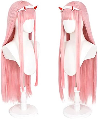 Long Pink Straight Cosplay Wig Costume Halloween Wigs for Women With Headband
