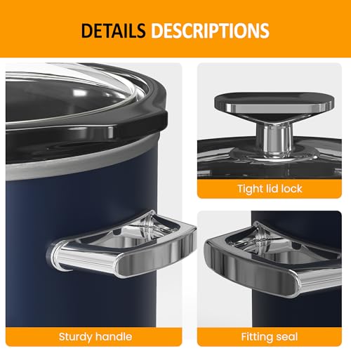 Sunvivi 2 Quart Slow Cooker, Small Slow Cooker with Removable Ceramic Pot, Food Warmer with 3 Heating Settings & Dishwasher Safe Glass Lid, Blue