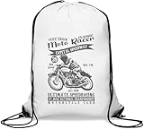 Couleur : blanc Atspauda Sac de sport classique avec cordon de serrage pour moto Racer Flat Track Capital Speedway Blanc, blanc, taille unique