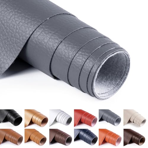 ANMINY Faux Leather Fabric 54 Inch Grey